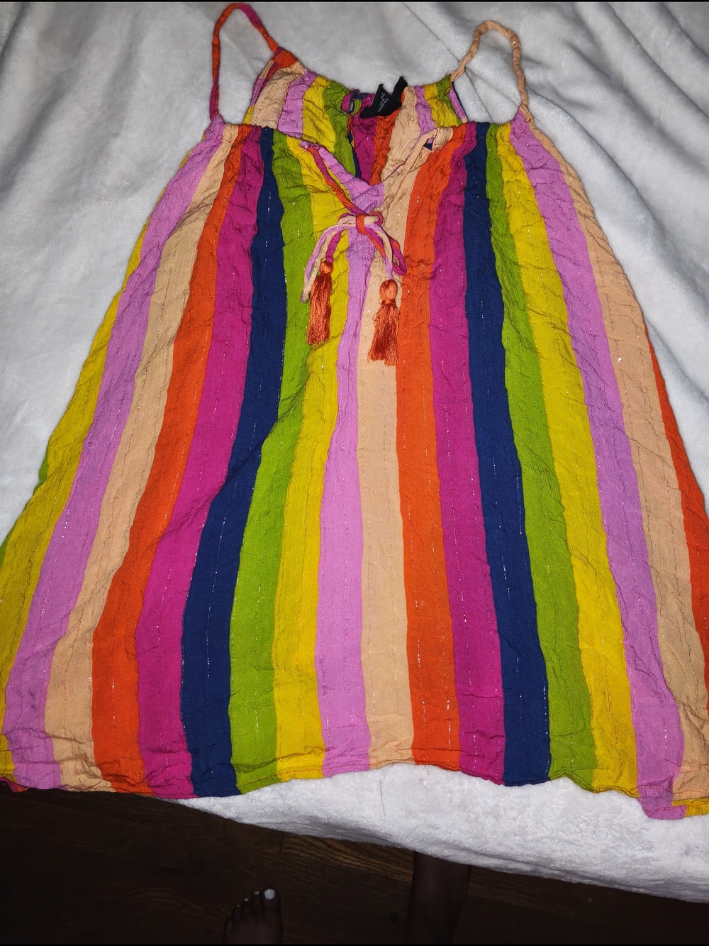Ashley Stewart Rainbow dress shirt with vertical stripes in multiple colors
